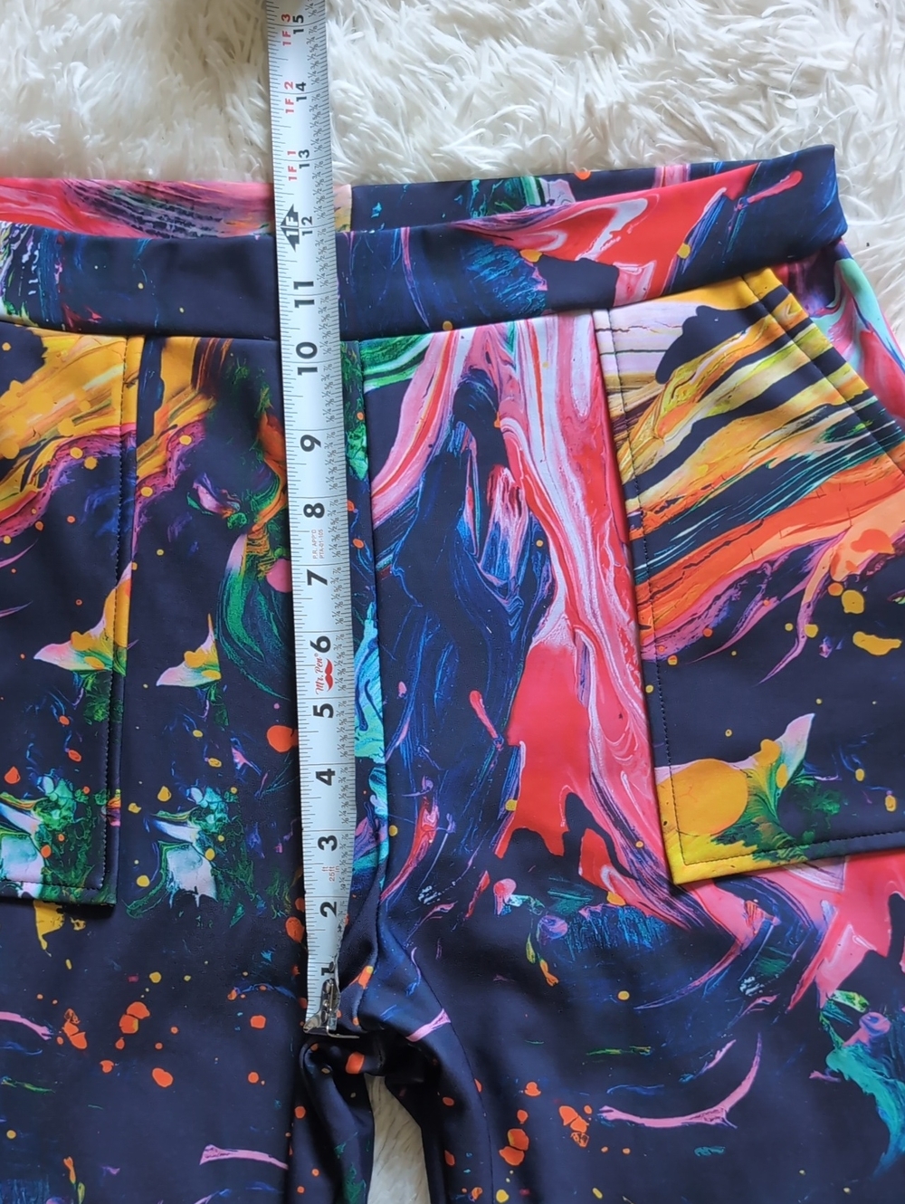 Blackmilk The Artist Paint Splatter Rainbow Navy High Waist Cuffed Pants Medium - Picture 12 of 14